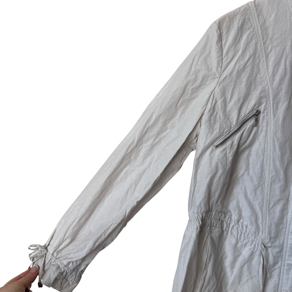 Cole Haan Nylon Jacket Draw String Front Zip High Neck Off White Women's Large - Picture 5 of 13